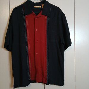 The Havanera Co. Men's Large Short Sleeve Shirt Black/Red(0262C)